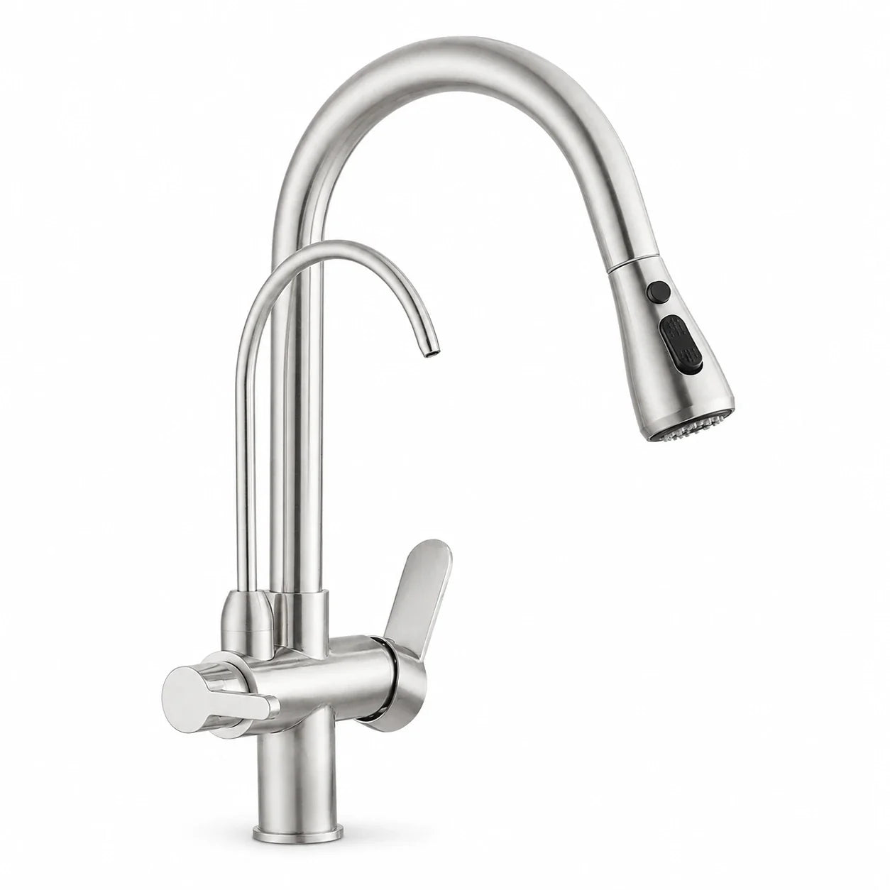 Torneira Gourmet Ravelli Élora 2 em 1 com filtro e ducha extensível em aço escovado