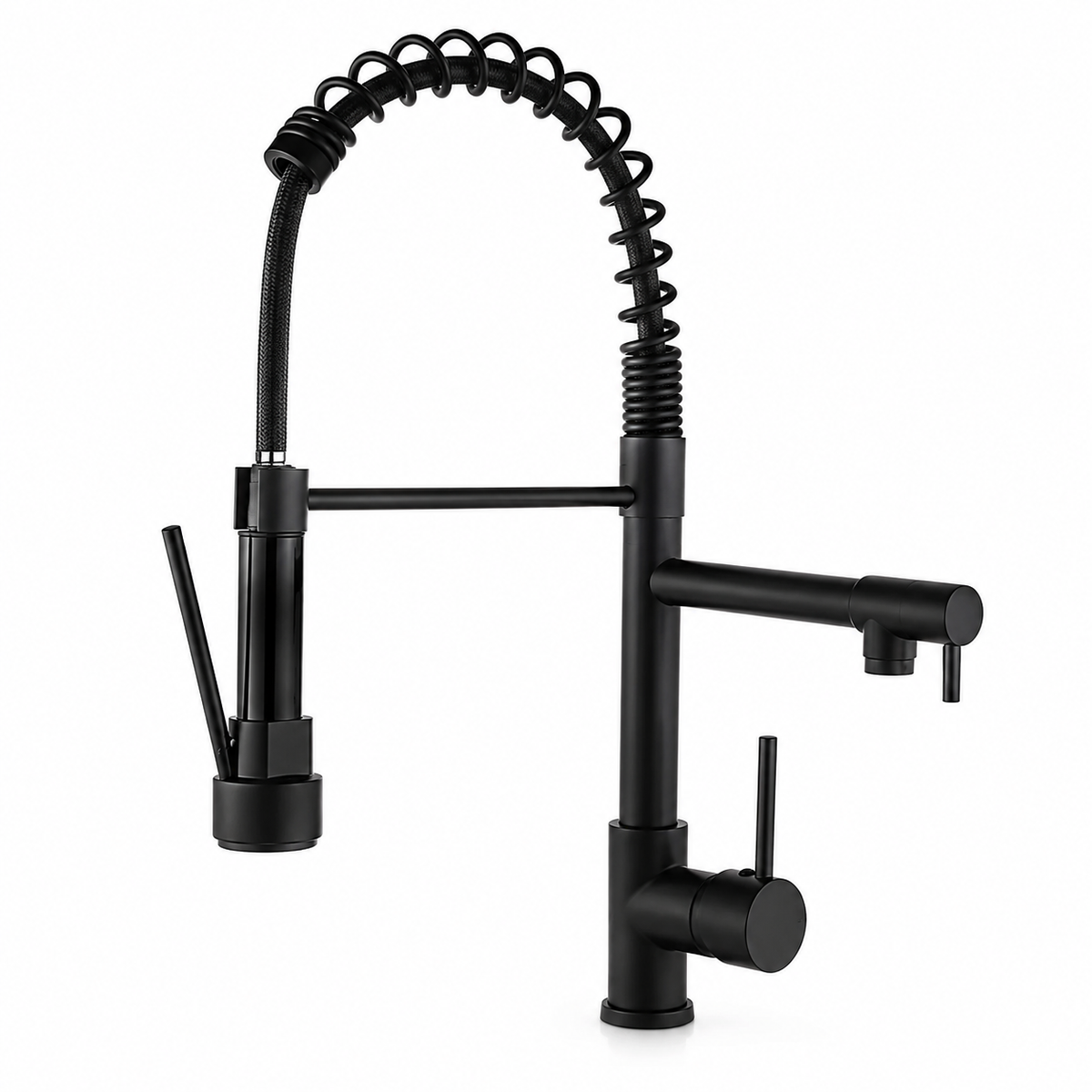 Torneira Gourmet Aveline preta fosca monocomando com bica flexível e extensível