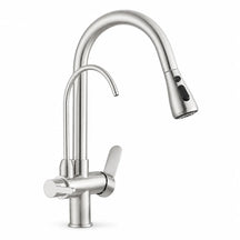 Torneira Gourmet Ravelli Élora 2 em 1 com filtro e ducha extensível em aço escovado