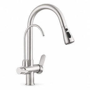 Torneira Gourmet Ravelli Élora 2 em 1 com filtro e ducha extensível em aço escovado